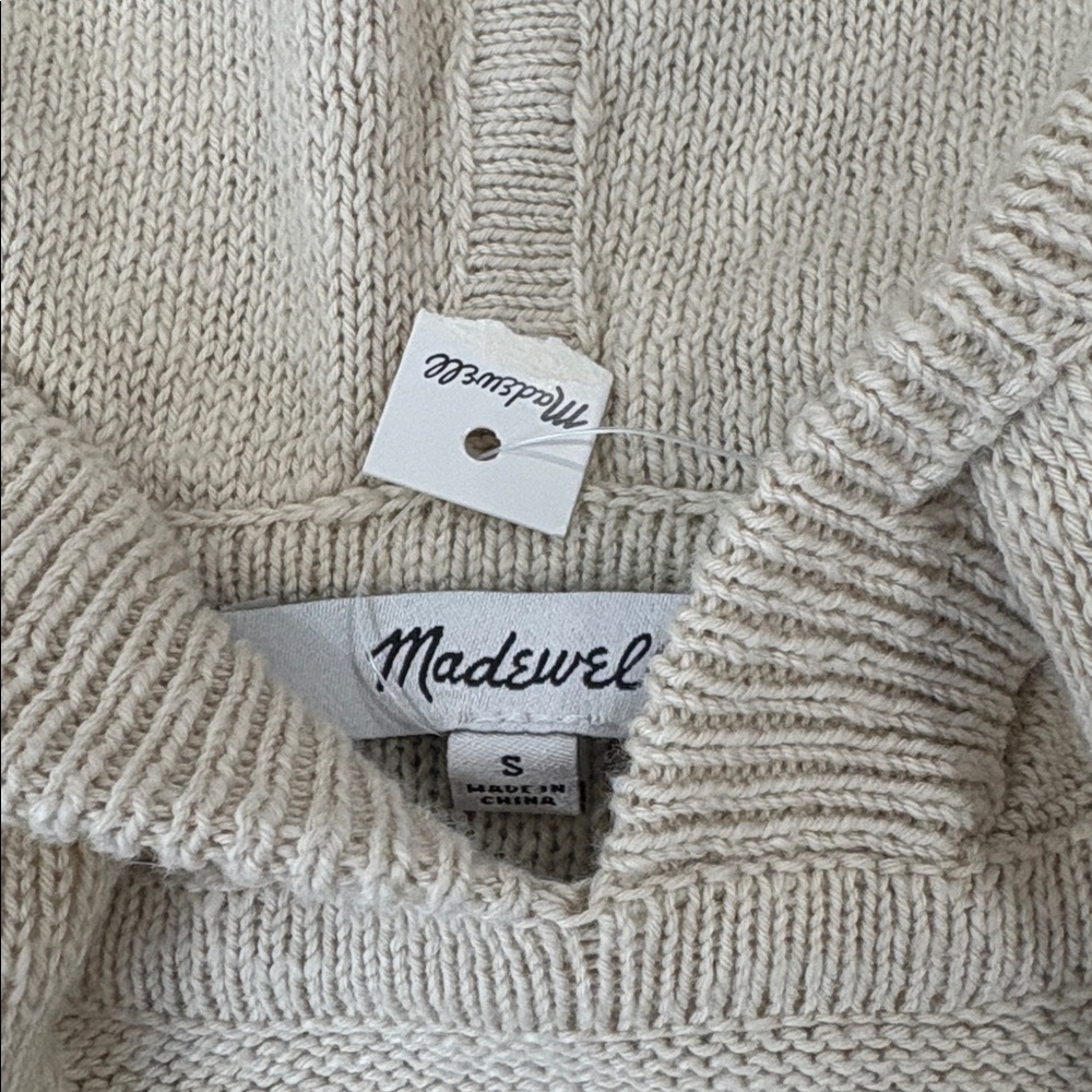 Madewell Clairview Hoodie Sweater Heather Artichoke Colorblock 100% Cotton S - Picture 6 of 11